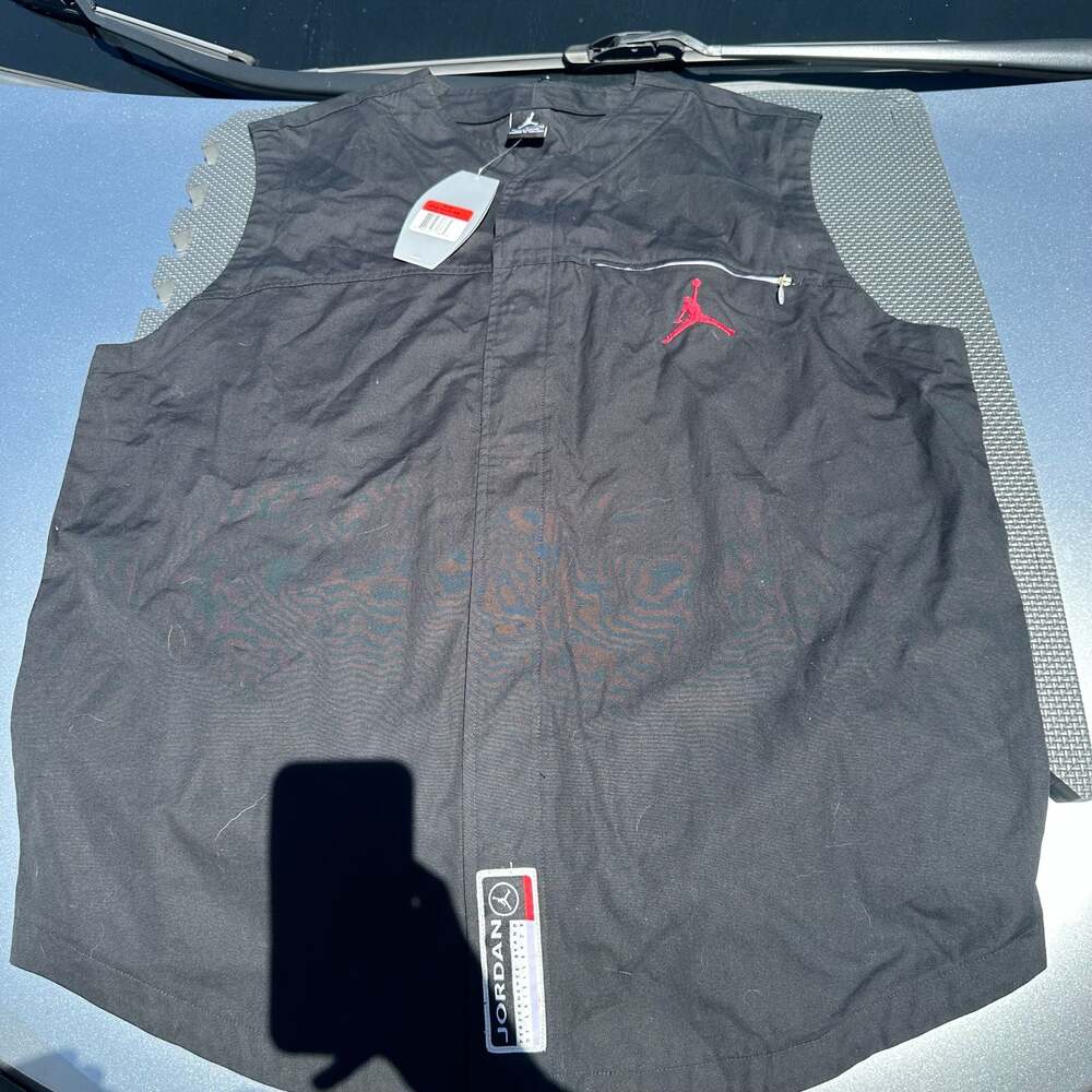 Vintage 90s Nike Air Jordan Derek Jeter DJ2 Black Baseball Warmup Vest Size Larg